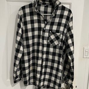 Black and White Checkered Button-Up Shirt